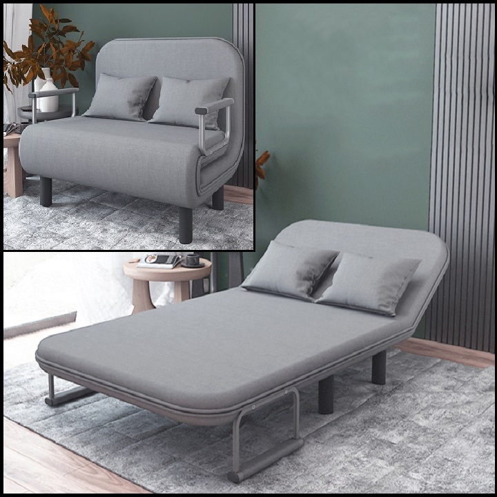 Giường sofa gấp gọn thành ghế sofa phong cách Hàn Quốc, khung sườn thép chịu lực chắc chắn với nhiều chế độ ngả lưng
