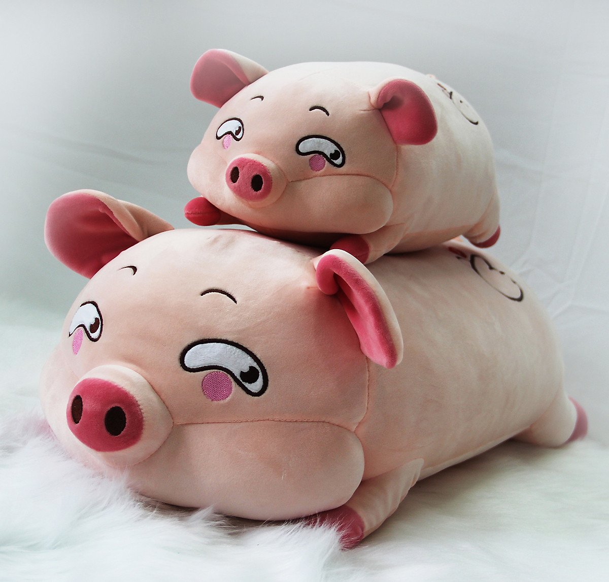 Gấu bông heo hồng mắt liếc vui nhộn, lợn mắt liếc đáng yêu siêu mềm (45cm---&gt;75cm) vải miniso 4 chiều cao cấp mềm êm, an toàn cho trẻ nhỏ