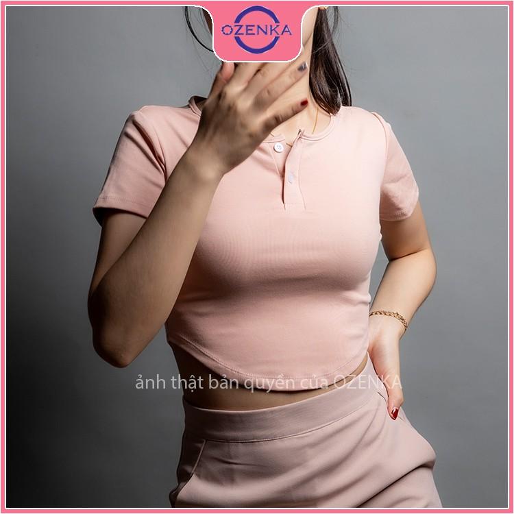 Áo croptop nữ cổ tròn khoét eo , áo thun nữ kiểu crt ôm body tay ngắn thun gân 100% cotton màu đen trắng ghi hồng