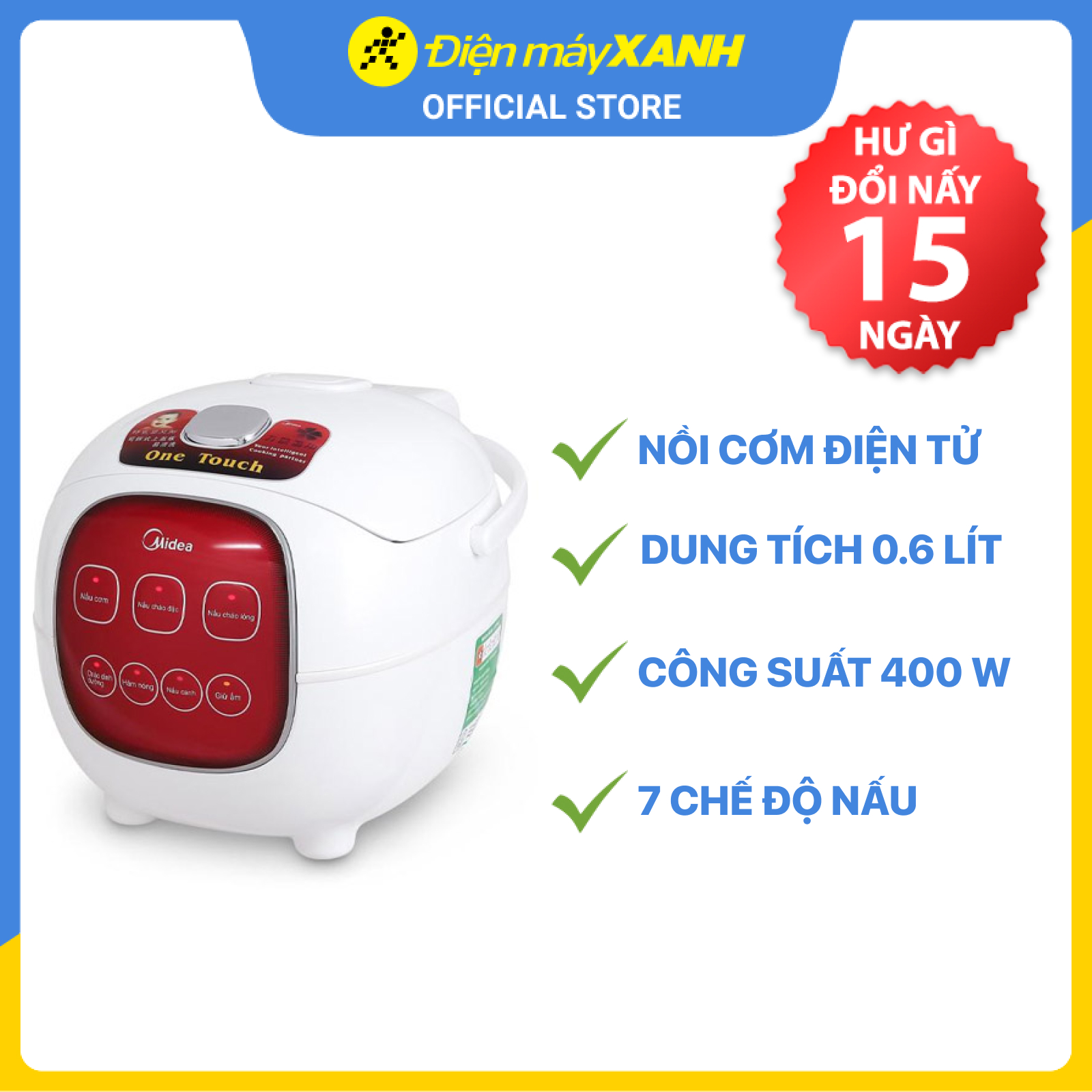 Nồi Cơm Điện Tử Midea MB-FS1617 (0.6 Lít) - Hàng Chính Hãng