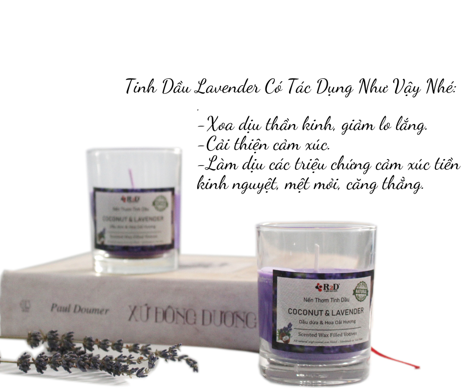 Nến Thơm, Tinh Dầu Coconut-Lavender, Nến Thư Giãn [Ly 300g], Đến Từ Shop R2D, Thành Phần Tự Nhiên, Lành Tính