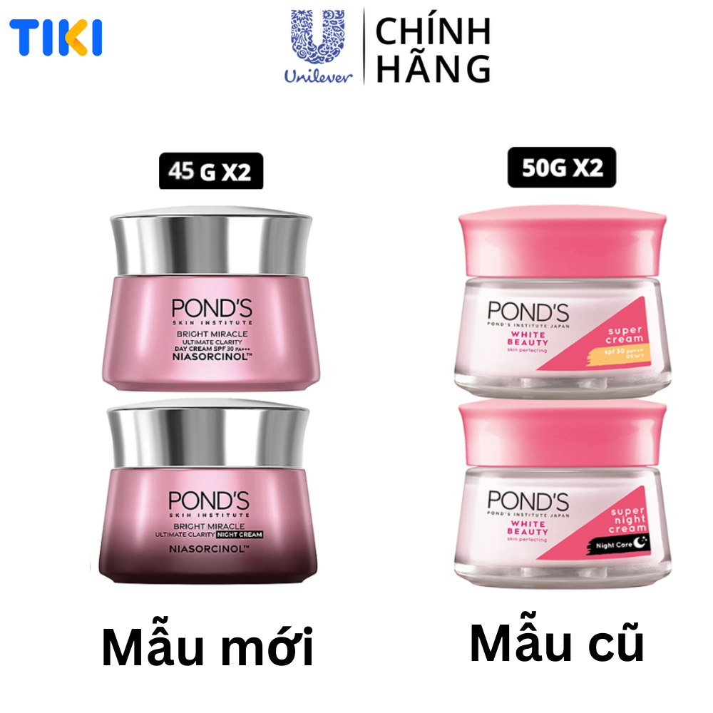 Bộ Đôi Kem Dưỡng Da Ngày Và Đêm Trắng Hồng Rạng Rỡ Pond's White Beauty (50g)