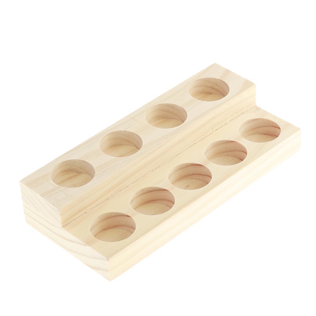 Handmade Wooden Essential Oil Display Rack Stand Holder Case 9pcs 15ml Vials