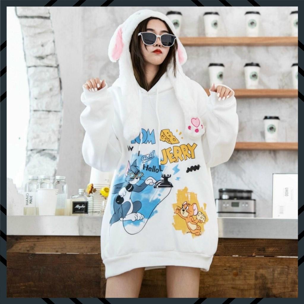 Áo khoác, áo hoodie️SIÊU HOT️ nam nữ nỉ from rộng năng động thời trang dưới 65kg(TOM AND CHERY )