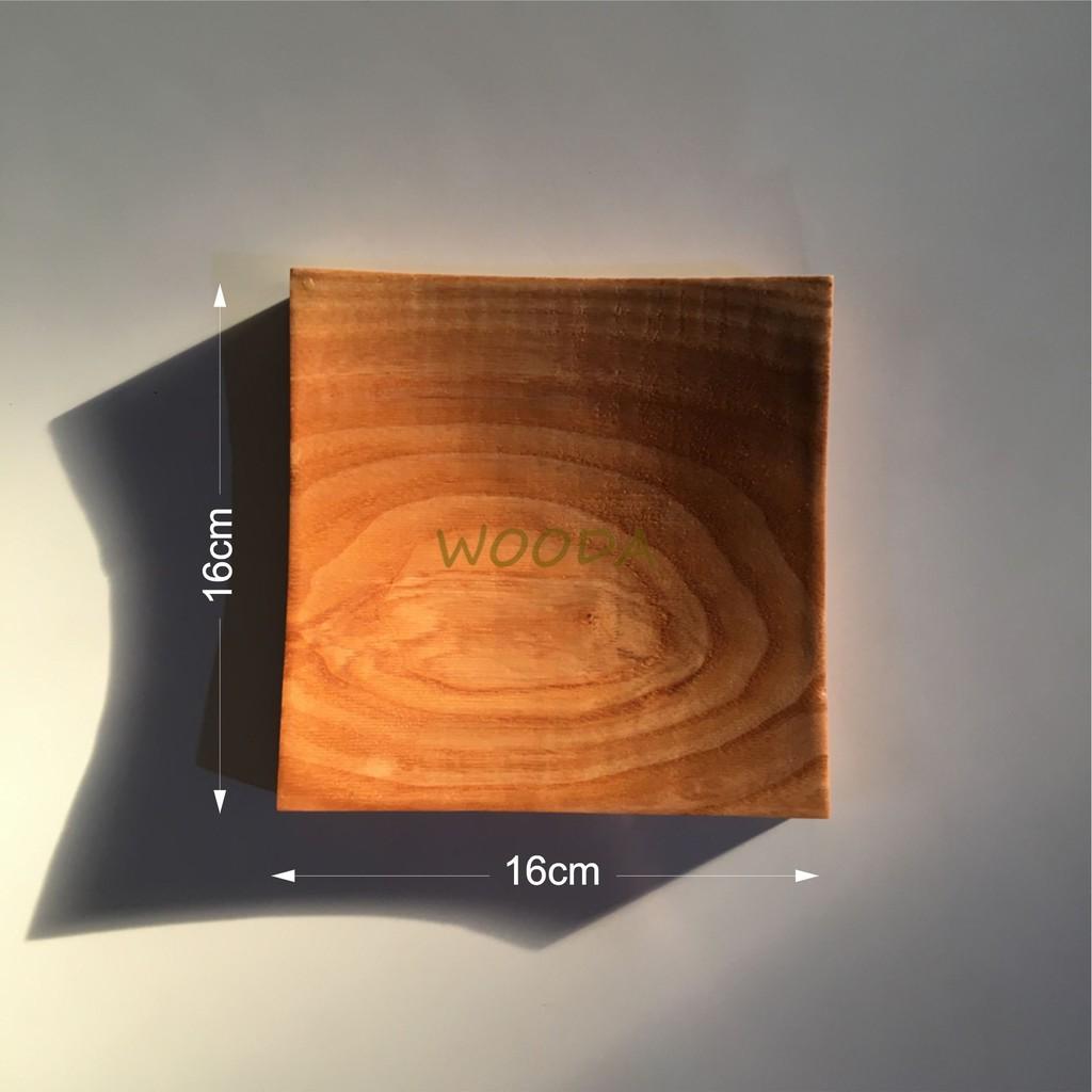 Khay gỗ vuông cao cấp lòng cong 16x16cm - đĩa gỗ đựng thực phẩm và vật dụng