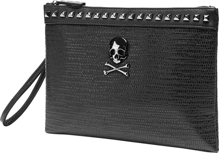 Trend Clutch Bag Pu Leather Skull Card Purses & Pouches - Black