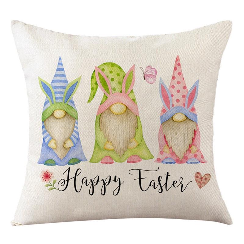 Vỏ gối vải lanh in hình thỏ Phục Sinh dễ thương