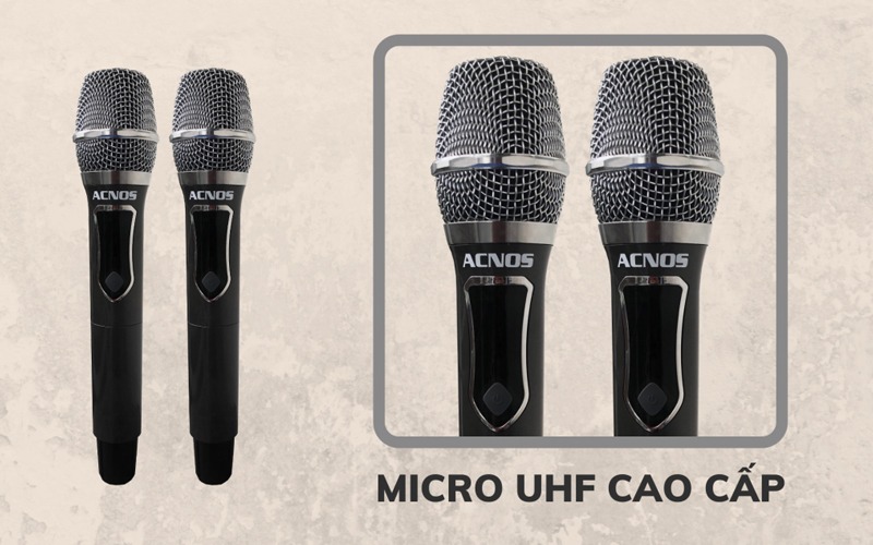 Loa kéo di động Acnos CB391G - Bass 4 tấc, công suất lên đến 450W - Đầy đủ bluetooth 5.0, cổng quang (Optical), AUX, USB - Điều chỉnh Delay, Echo dễ dàng - Kèm 2 micro không dây UHF cao cấp - Hàng chính hãng