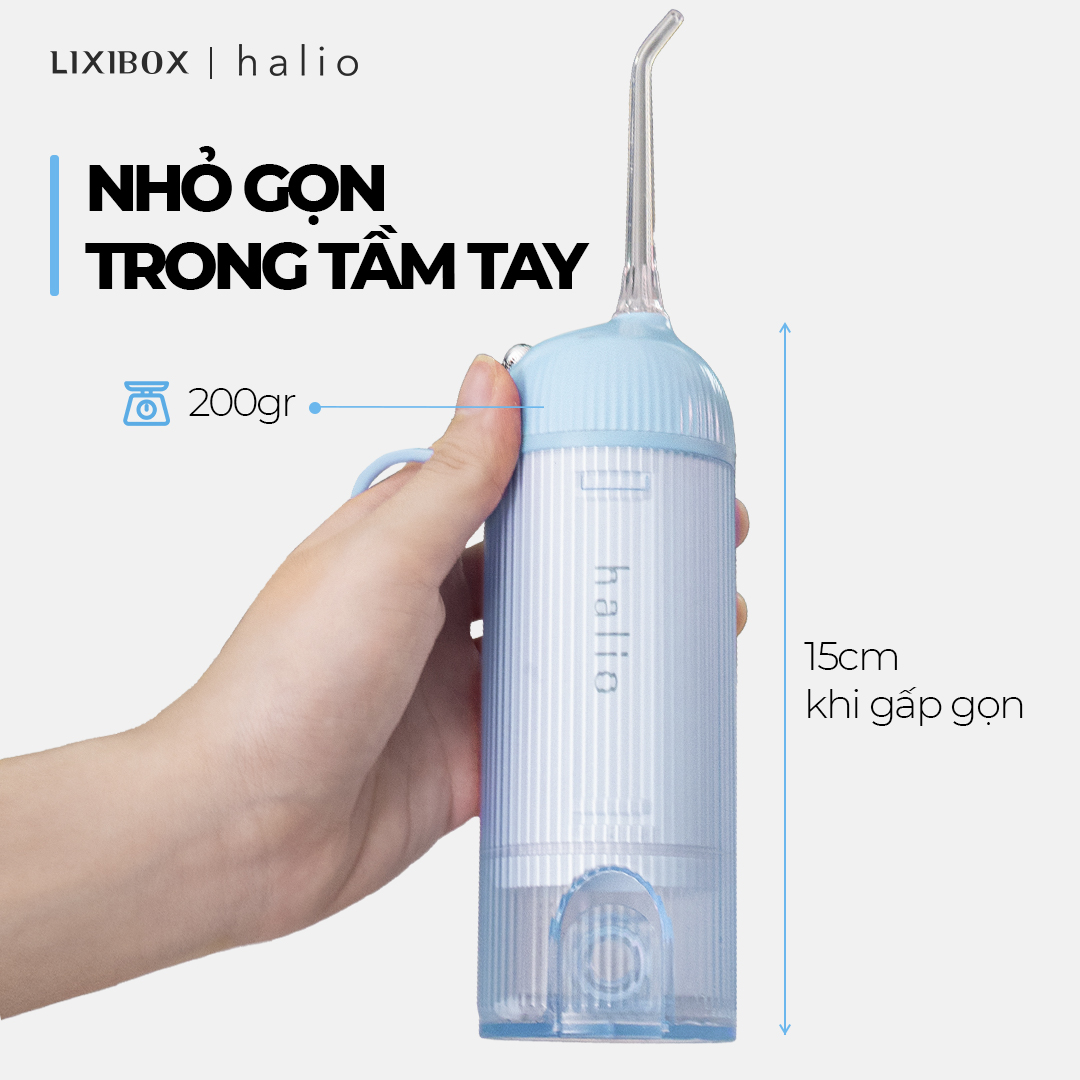 Combo Máy Tăm Nước Cầm Tay Halio UltraClean Blue Và Máy Rửa Mặt Halio Facial Cleansing &amp; Massaging Sky Blue