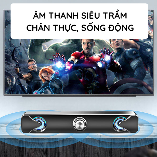 Loa Thanh Siêu Trầm Gaming Soundbar Để Bàn V110 Có Đèn Led Xanh Công Suất Lớn Dùng Cho Máy Vi Tính PC, Laptop, Tivi