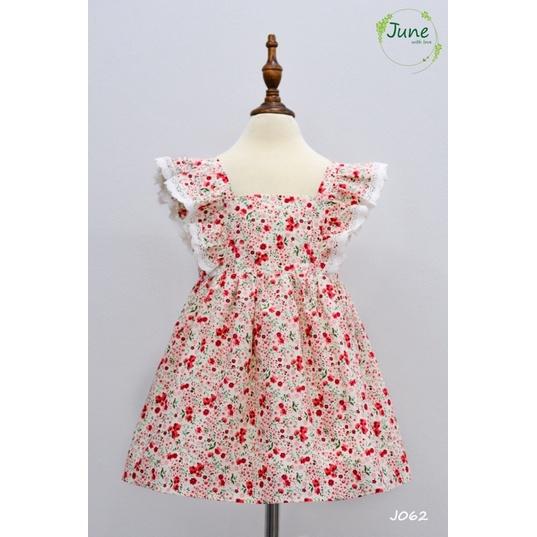 VÁY ĐẦM HOA NHÍ ĐỎ BÈO CÁNH TIÊN BÉ GÁI