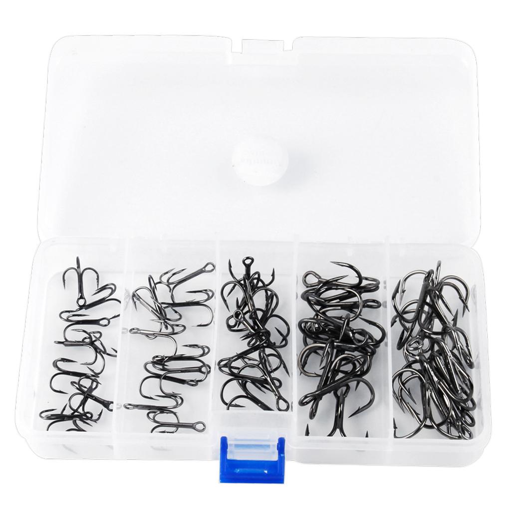 50pcs High Carbon Steel Fishing Hooks Treble Jig Hooks Fishhook Accessories