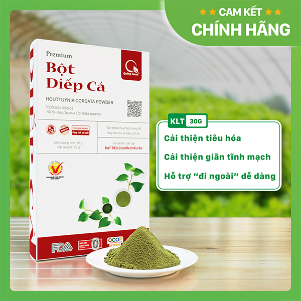 [CHÍNH HÃNG] Bột Diếp Cá Sấy Lạnh Nguyên Chất  - Giảm mở, giảm cân, kháng viêm, hỗ trợ trĩ, táo bón - Hộp 30g