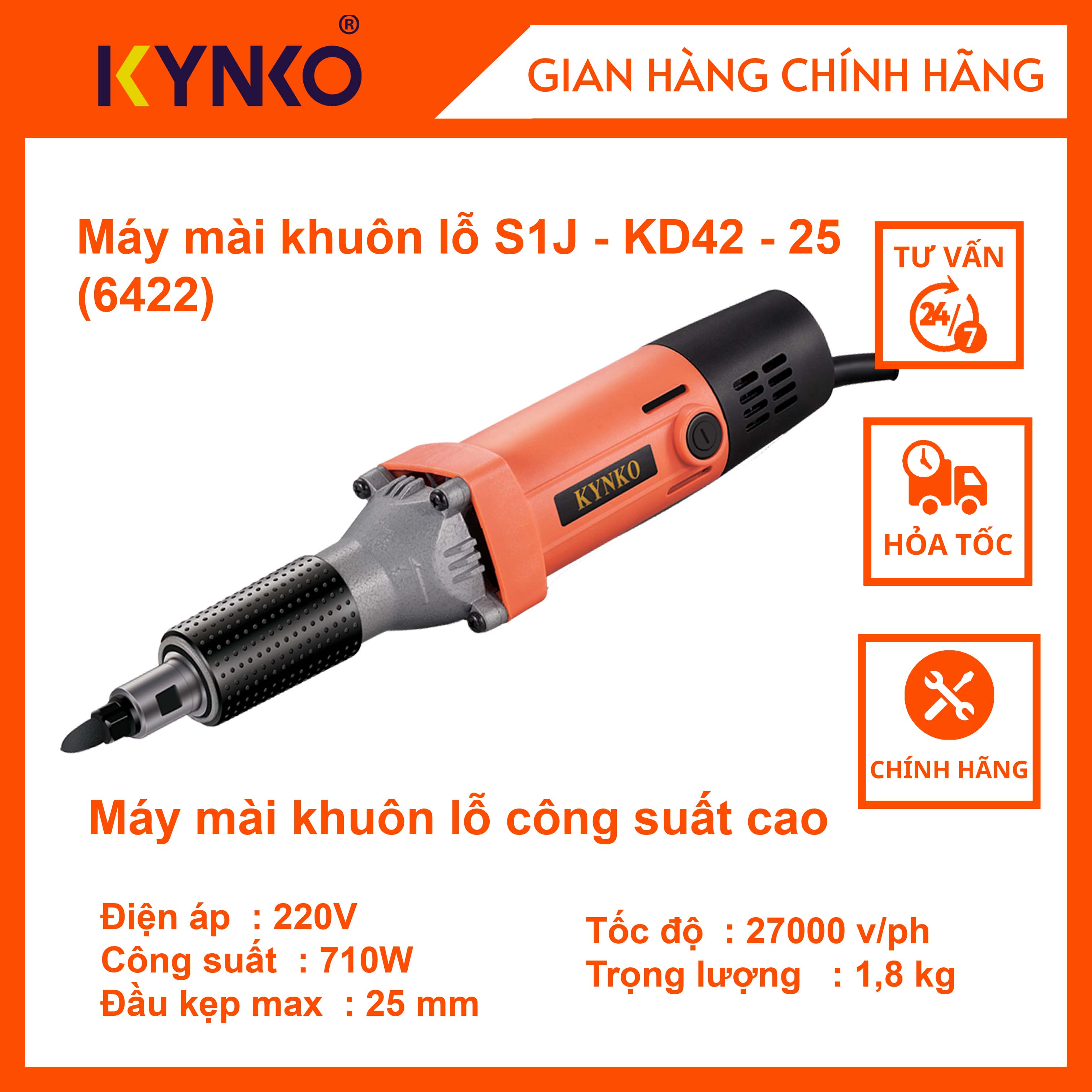 Máy mài khuôn lỗ cầm tay chính hãng Kynko S1J-KD42-25 #6642 giá tốt