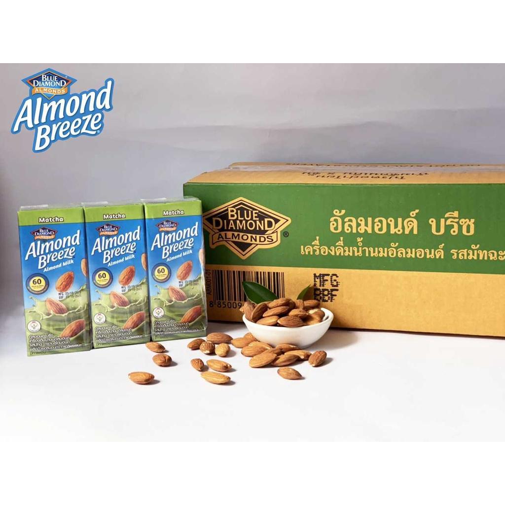 Thùng Sữa hạt hạnh nhân ALMOND BREEZE MATCHA 180ml - Sản phẩm của TẬP ĐOÀN BLUE DIAMOND MỸ - Đứng đầu về sản lượng tiêu thụ tại Mỹ