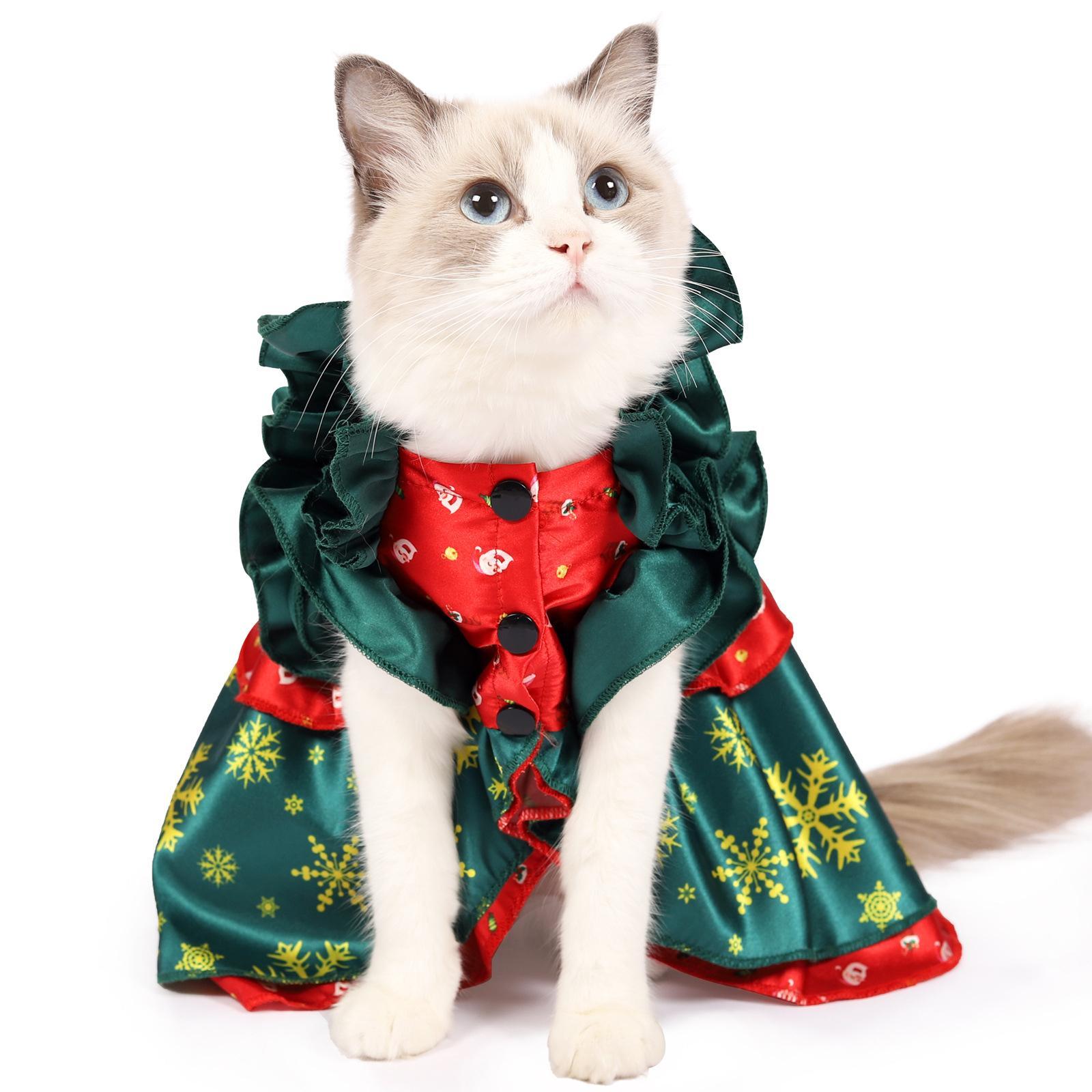 Pet Christmas Costume with Big Bowknot, Cosplay Dress Holiday Decor, Xmas Tree Costume Dress, Party Dress up Clothes