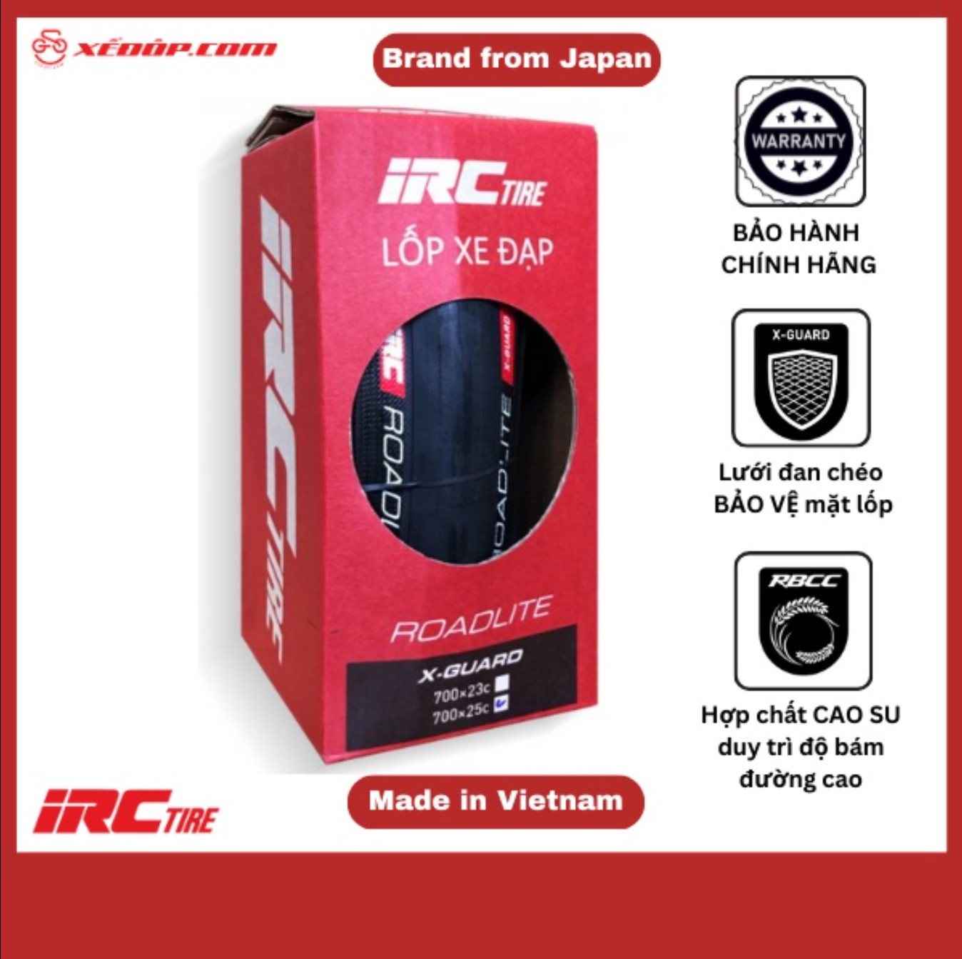 Lốp Xe Đạp Đua Nhật Bản ROADLITE X-GUARD Cỡ 700x23 | 700x25