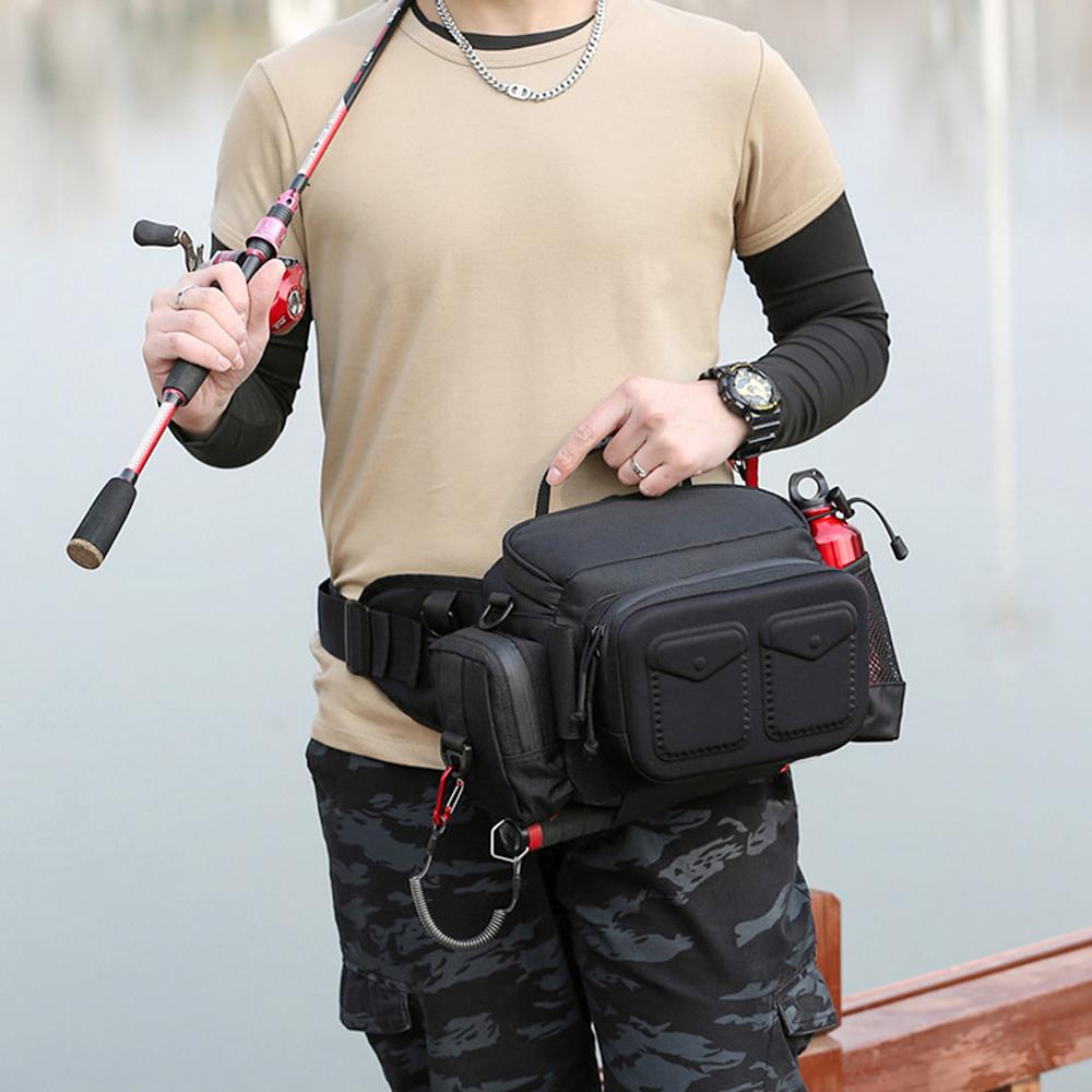 Fishing Tackle Bag Water-resistant Single Shoulder Crossbody Bag Waist Pack Fishing Lure Gear Utility Storage Bag