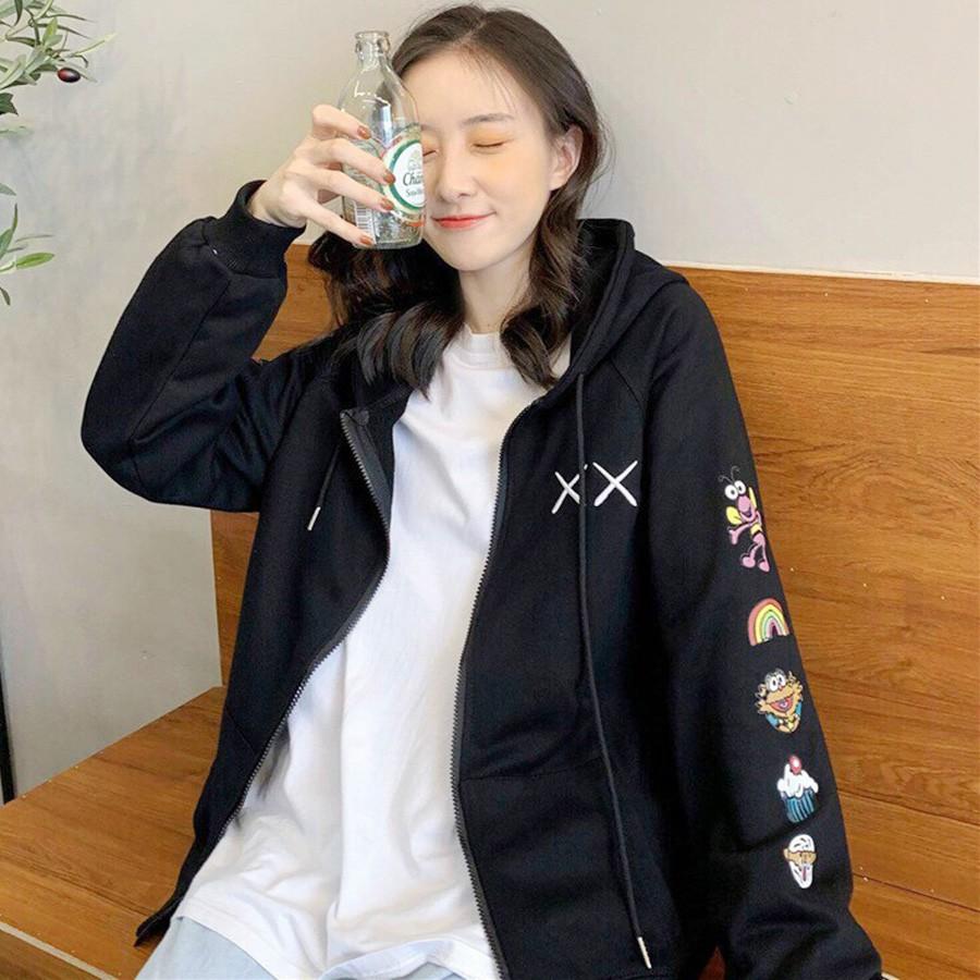 ÁO HOODIE - ÁO KHOÁC NỈ NGOẠI Dây Kéo XX (HD2080 - In Hoạt Hình Tay) (Bảo Bảo Store