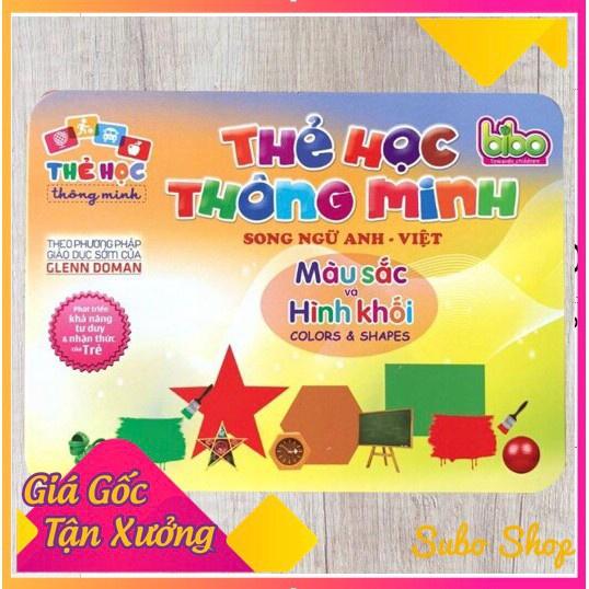 Thẻ học thông minh song ngữ bibo - đồ chơi thông minh flashcard anh việt chủ đề màu sắc &amp; hình khối