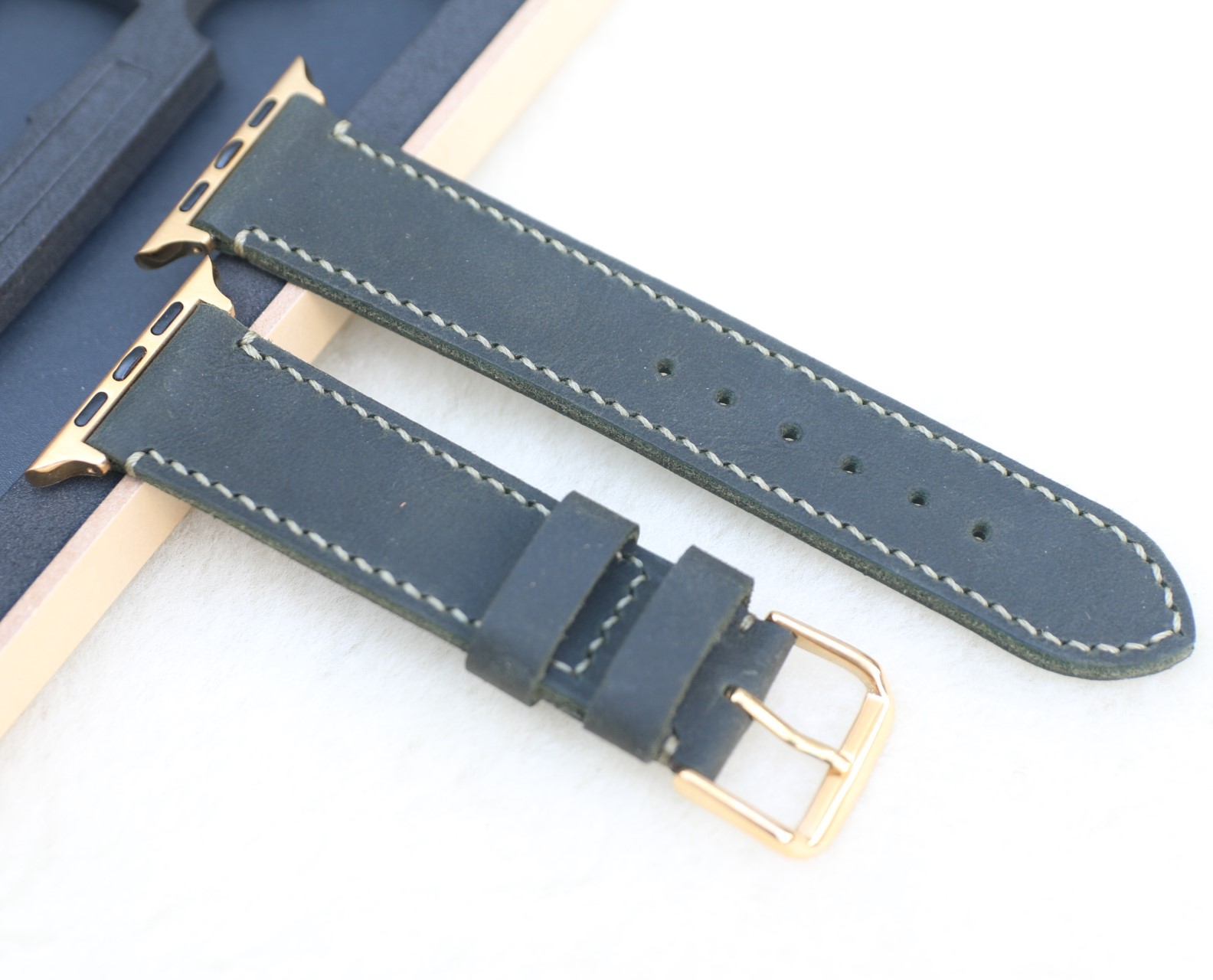 Dây Đeo Thay Thế Dành Cho Apple Watch - Da dò sáp - Xanh Rêu - Handmade