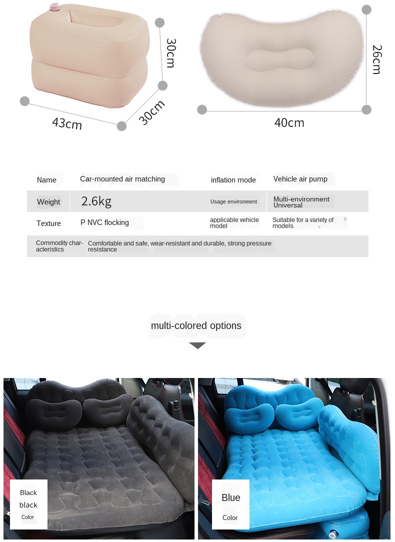 Đệm hơi giường hơi ô tô 5 chỗ 7 chỗ vải nhung cao cấp êm mịn thoáng mát chân rời tiện dụng đi du lịch picnic - Màu Xanh