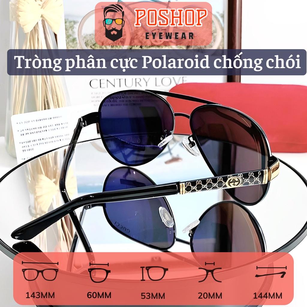 Mắt kính mát nam cao cấp POSHOP gọng kim loại phi công tròng phân cực polaroid chống uv400 GCNAM7006