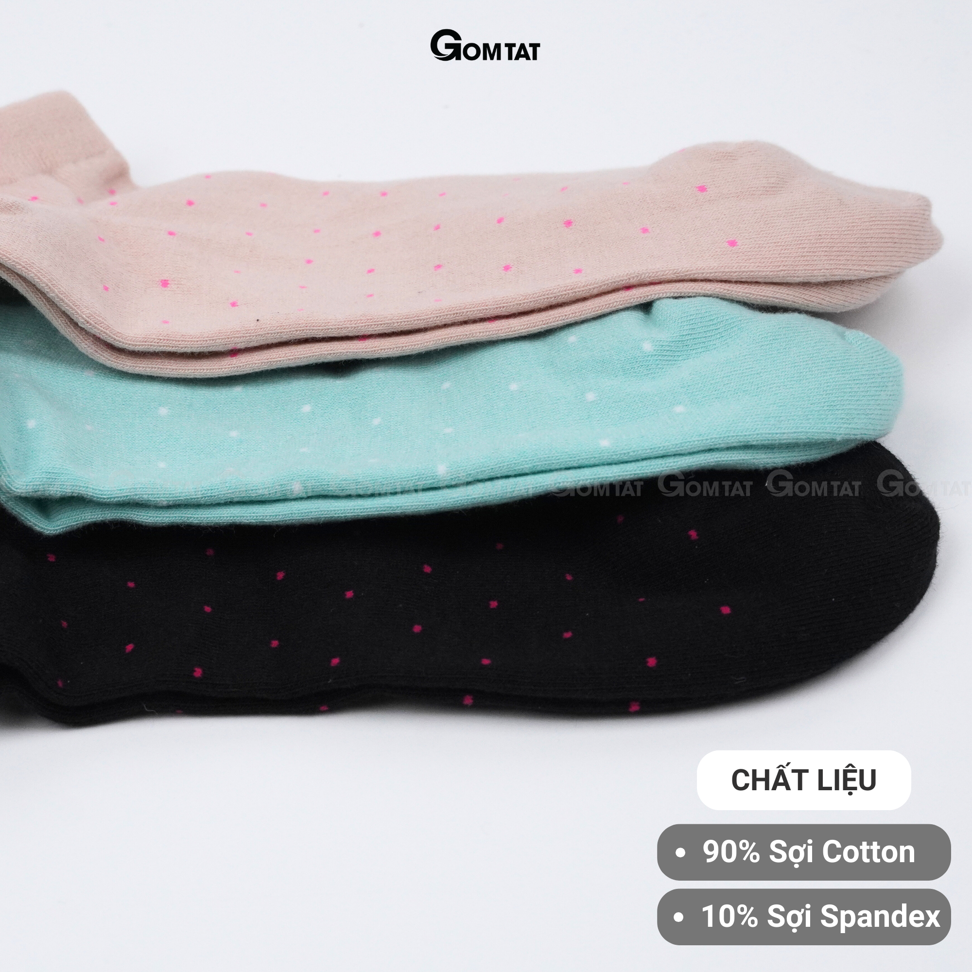 Vớ nữ cổ ngắn GOMTAT, tất nữ chất liệu cotton êm mềm, đi mát - NUNGAN-VSTAR-502