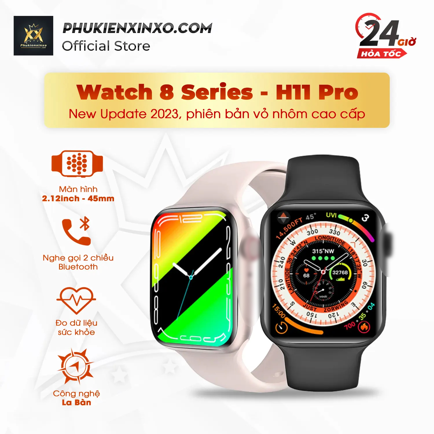 Đồng hồ thông minh H11 Pro Watch 8 Series, Bản Kết Nối Bluetooth Chống Nước, Nghe Gọi, Nhận Thông Báo Tin Nhắn - Bảo hành 6 tháng 1 đổi 1