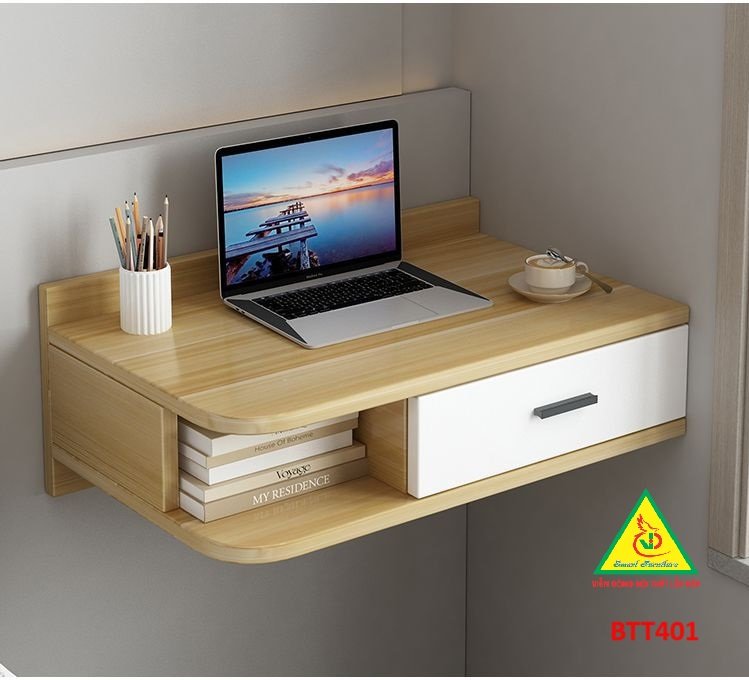 Bàn làm việc, bàn trang điểm treo tường bằng gỗ  BTT401 - Nội thất lắp ráp Viendong Adv