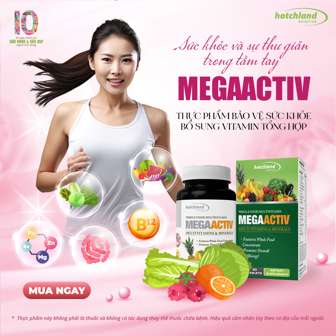 Viên uống bổ sung Vitamin tổng hợp, tăng cường sức đề kháng Hotchland MegaActiv TPBVSK-Hàng chính hãng [Hộp 60 Viên]-HL4639