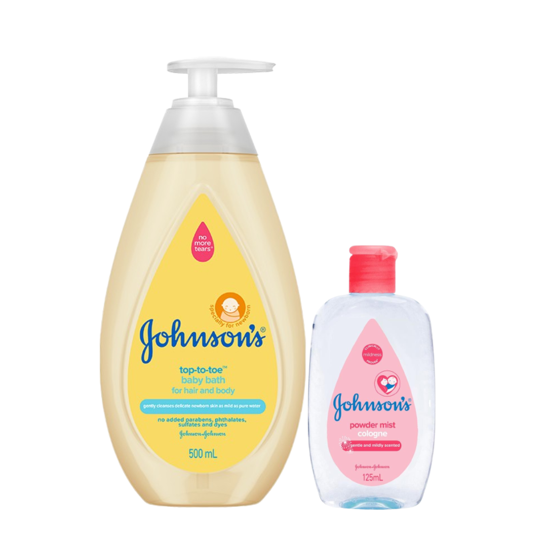 GIFT_Combo Sữa tắm gội toàn thân Johnson's TOP TO TOE 500ml + Nước Hoa Hương Ngày Hè Summer Swing Baby Cologne 125ml