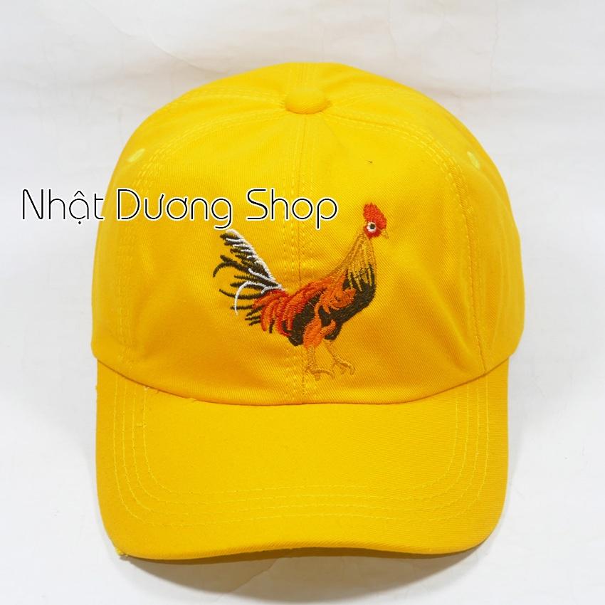 Mũ lưỡi trai, nón kết vải kaki thêu hình con gà cao cấp, - Kiểu dáng thời trang cá tính
