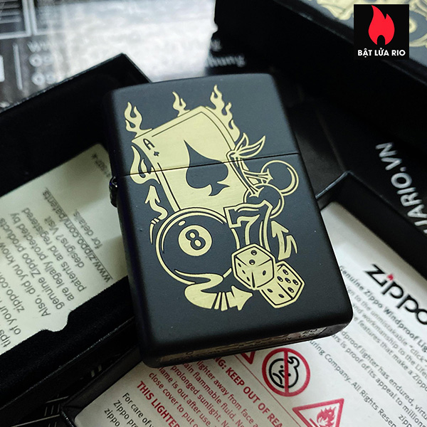 Bật Lửa Zippo 49257 – Zippo Gambling Design Black Matte