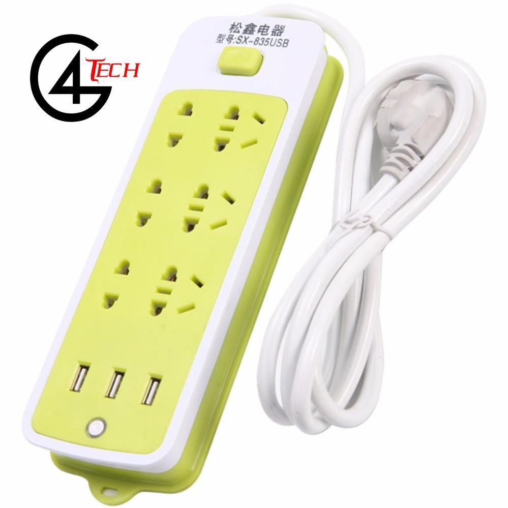 Ổ cắm điện đa năng 16 lỗ xanh có cổng USB tiện dụng, ổ cắm điện tiện ích, ổ cắm điện giá rẻ, ổ cắm điện