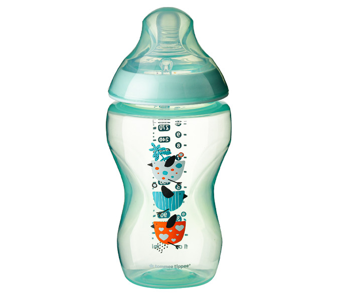 Bình Sữa Ty Siêu Mềm Tự Nhiên Tommee Tippee Closer To Nature 340ml, Núm Ty Của Bình 3-6 Tháng - Xanh Ngọc