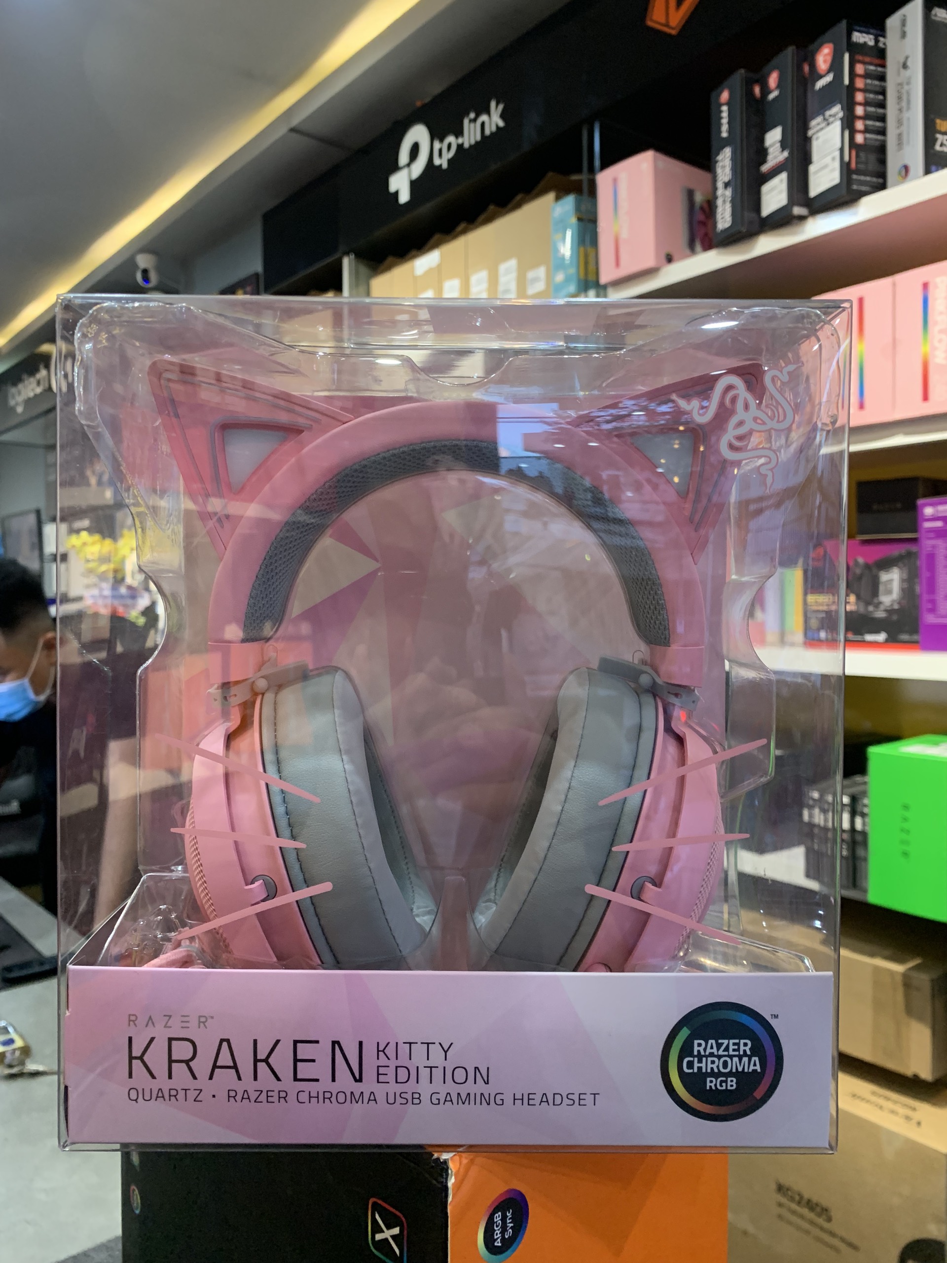 Tai nghe Razer Kraken Kitty - Quarzt - Tai Mèo Màu Hồng-  Hàng Chính Hãng