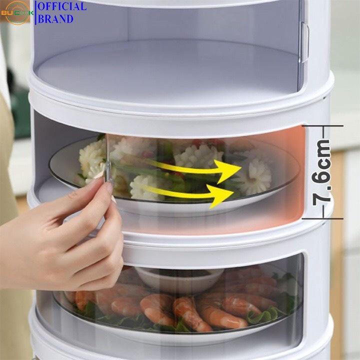 Lồng Bàn Đa Tầng, Khay Hộp Đậy Thức Ăn 5 Tầng - Giữ Nhiệt, Chống Bụi Và Côn Trùng