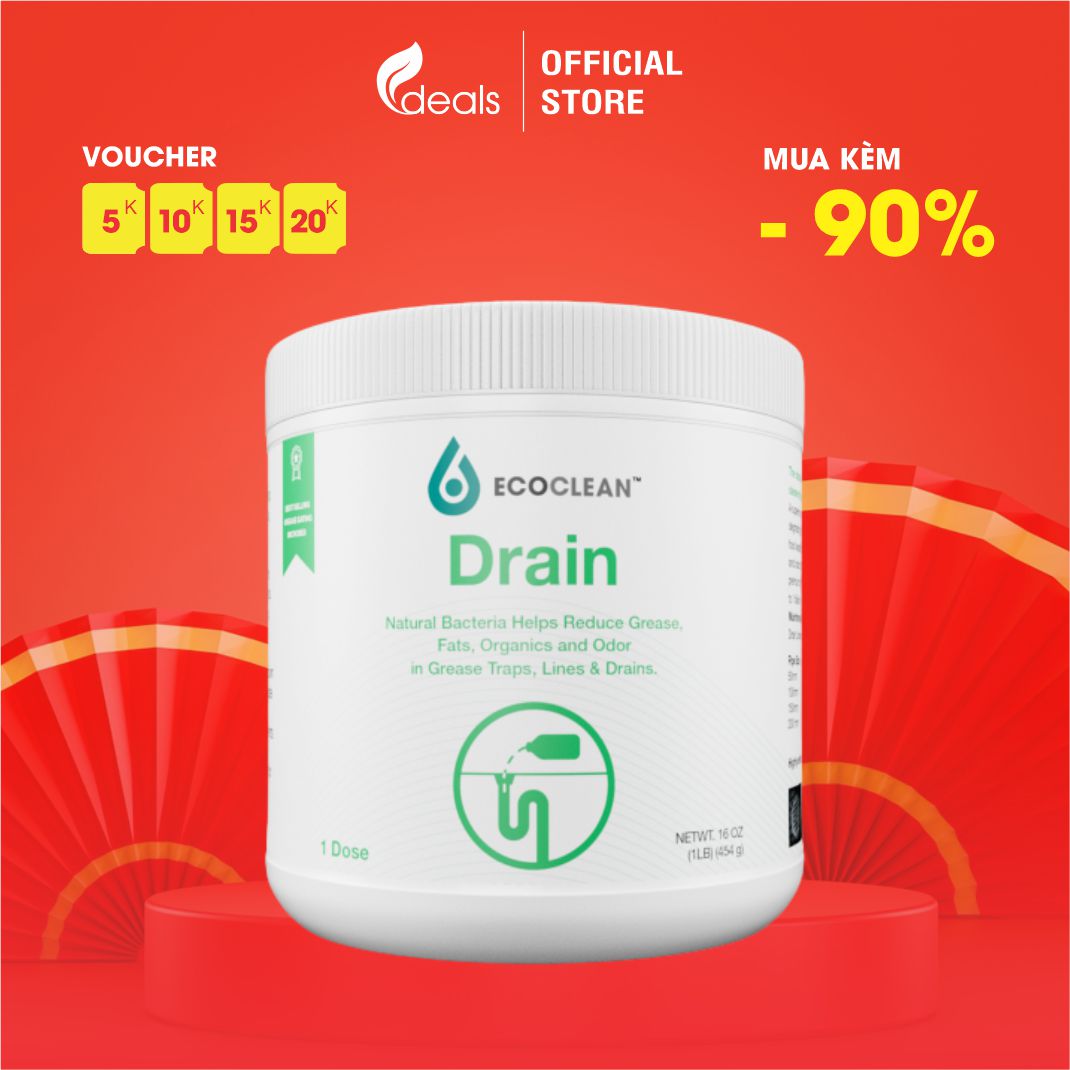 EcoClean Drain - Vi Sinh Xử Lý Dầu Mỡ Dạng Bột 500g - Siêu tiết kiệm, bảo quản dễ dàng - Phù hợp nhà hàng, khách sạn, quán ăn