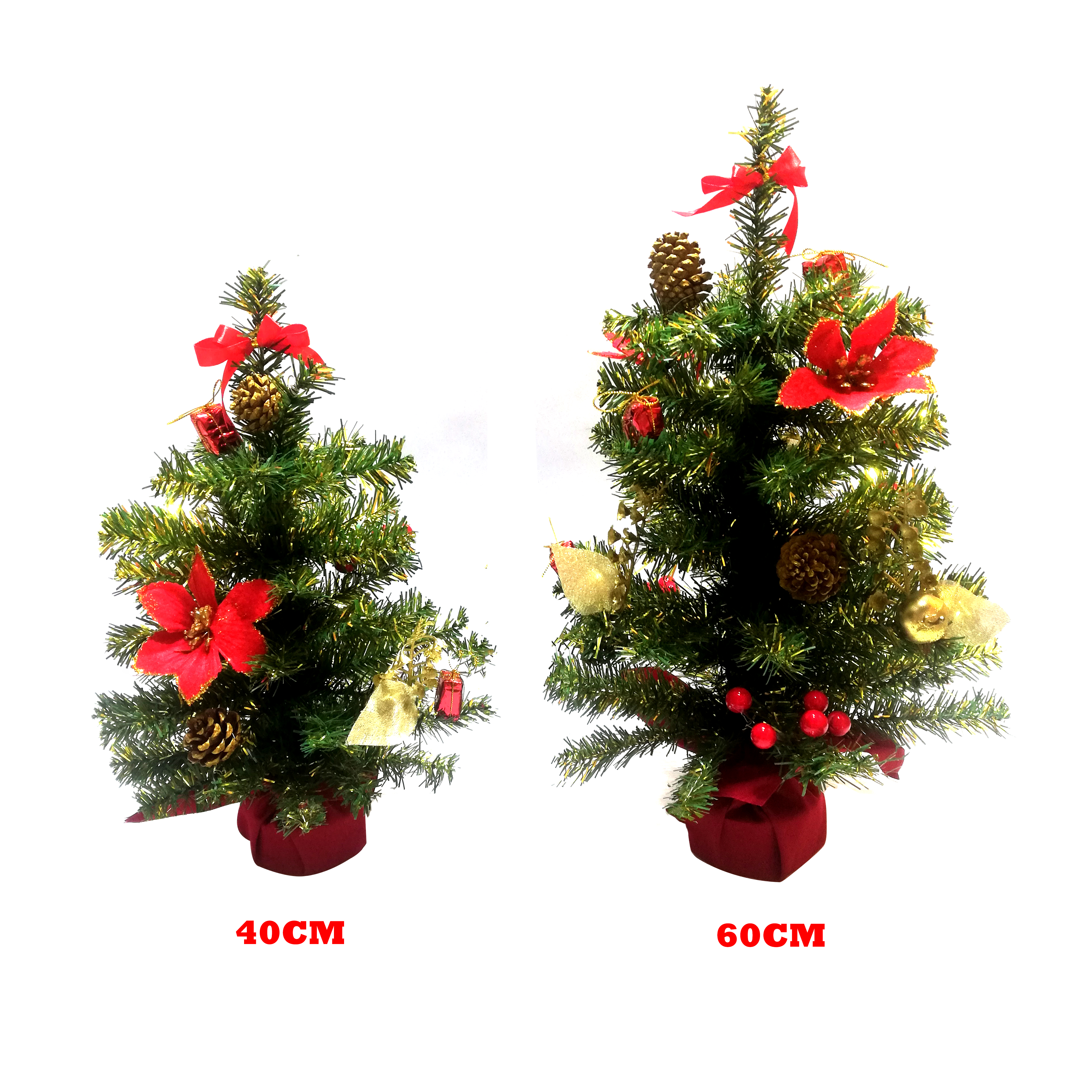 Cây Thông Noel Mini Để Bàn Màu Xanh Phối Hợp Màu Vàng Cao 40cm - 60cm - Trang Trí Lễ Giáng Sinh Tặng Kèm Bọc Cần Số Monter Màu Ngẫu Nhiên - 40cm