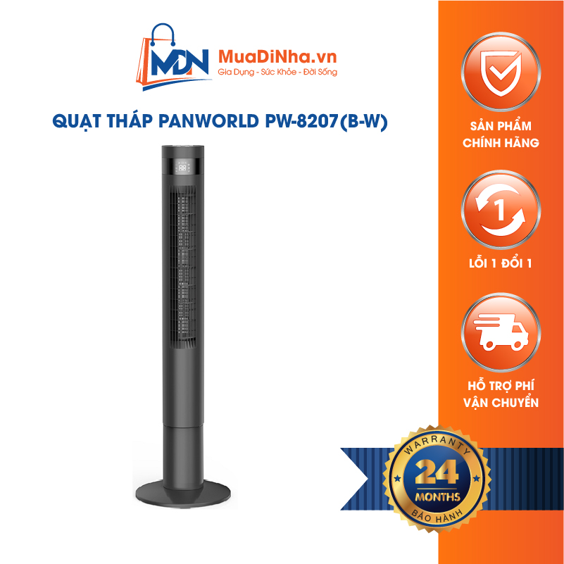 Quạt tháp không cánh Panworld PW-8207 màu đen - Hàng chính hãng