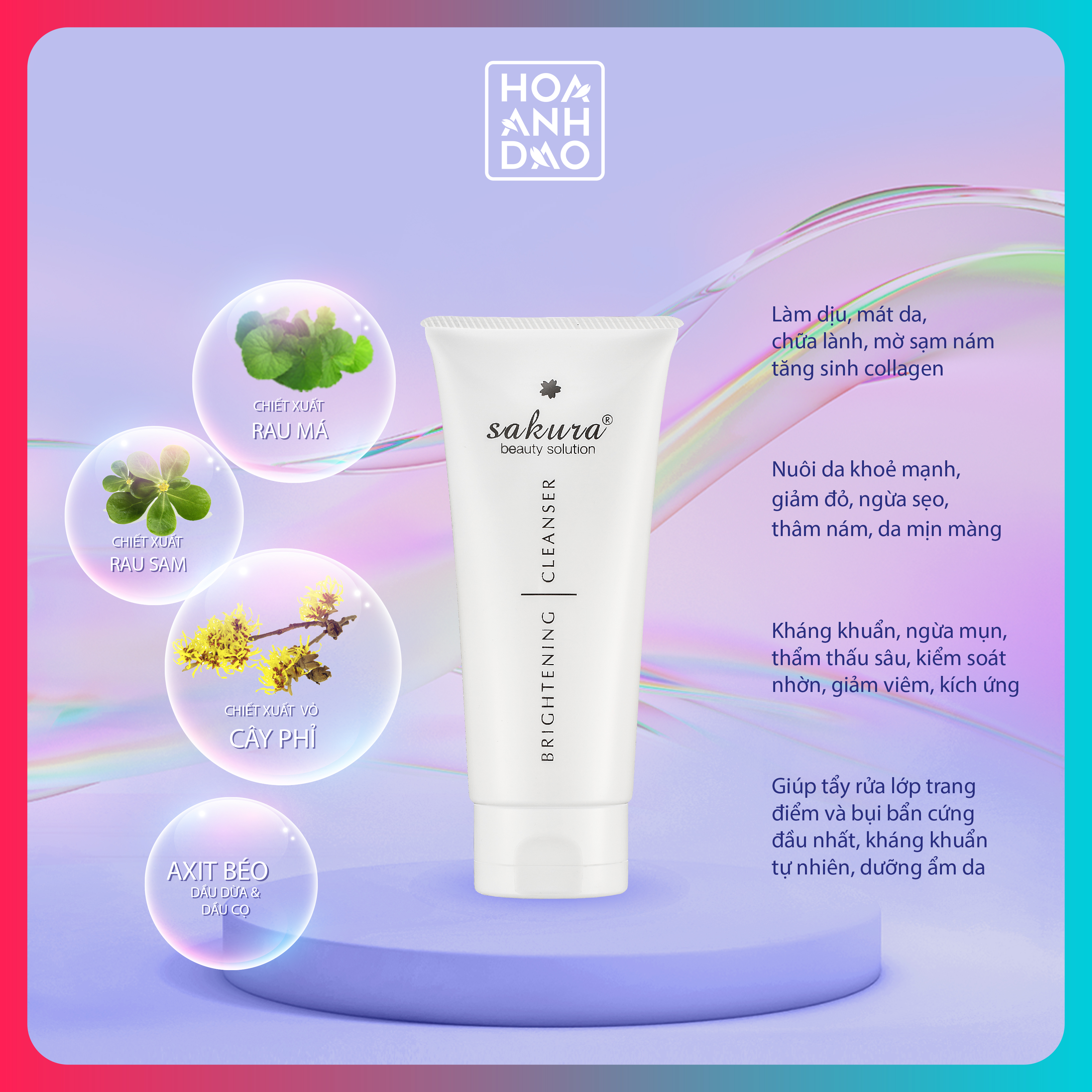 Sữa rửa mặt trắng da Sakura Brightening Cleanser