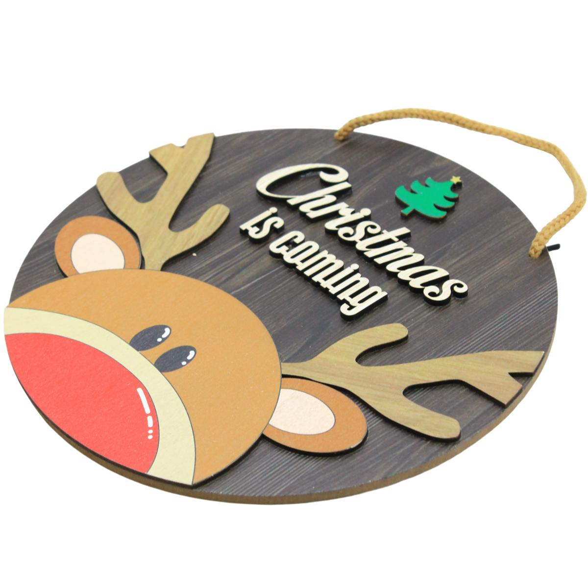 Bảng Gỗ Tròn Treo Tường Trang Trí Giáng Sinh - Bách Mộc - Tuần Lộc