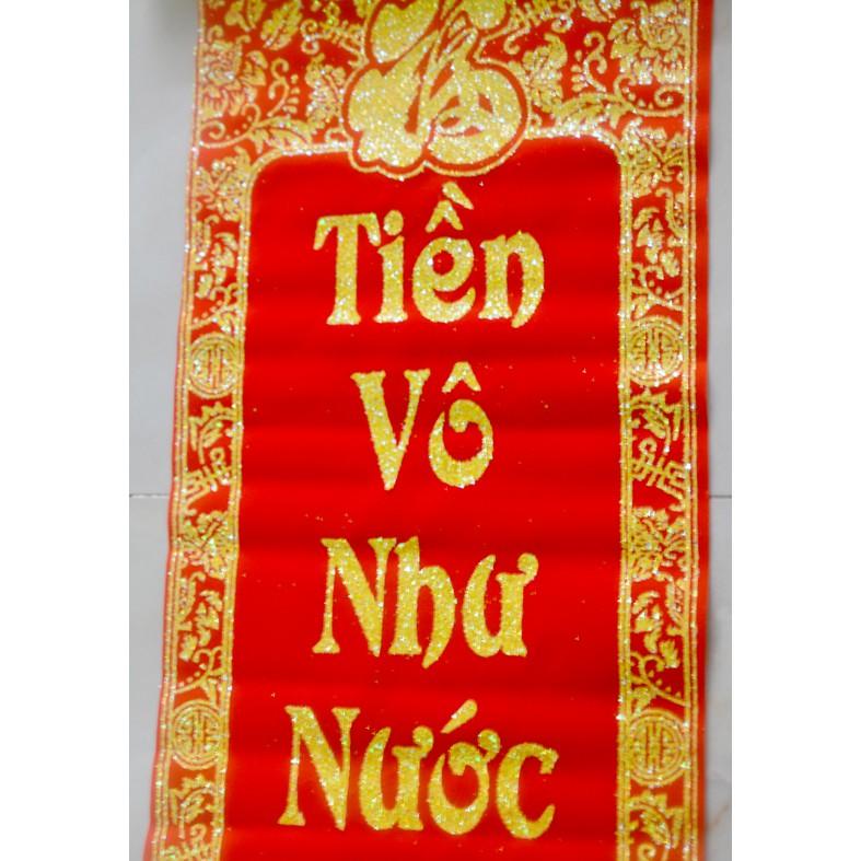 Liễn nhung đỏ trang trí- Mua May Bán Đắt-Tiền Vô Như Nước-khổ 25x55cm