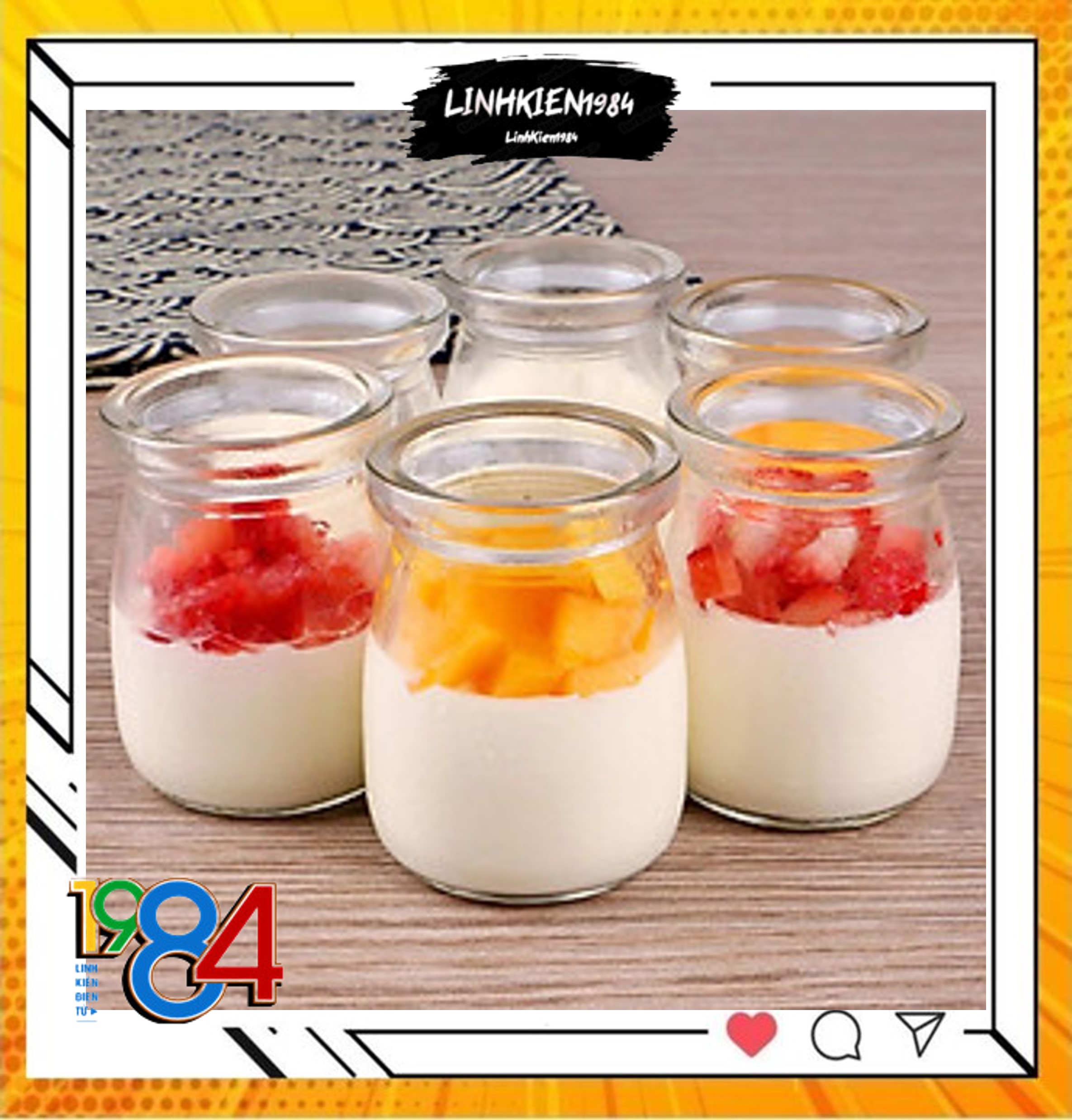 Set 12 hũ đựng sữa chua thủy tinh 100ml nắp nhựa hủ chưng yến làm bánh flan pudding panna cotta