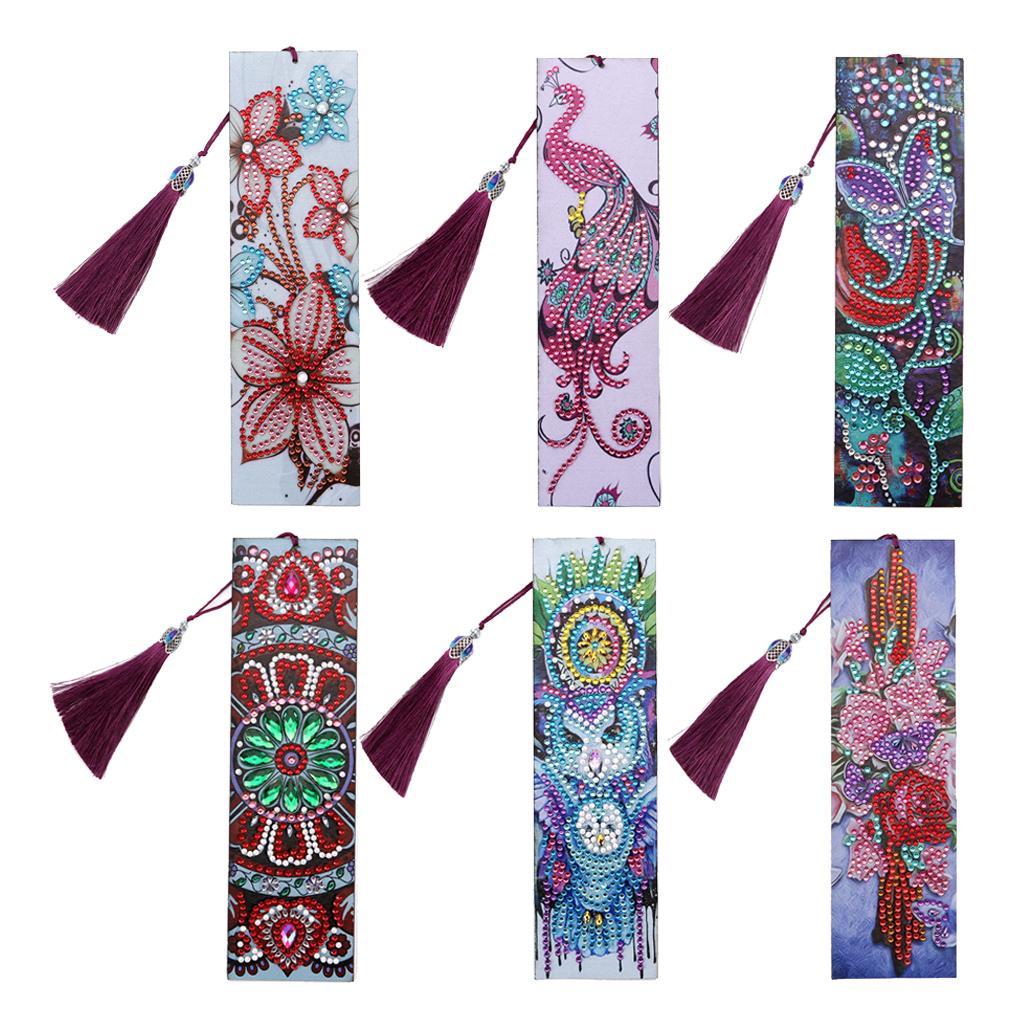 5D DIY Diamond Painting Kits Tassel Bookmark DIY Craft Office Supplies Flower