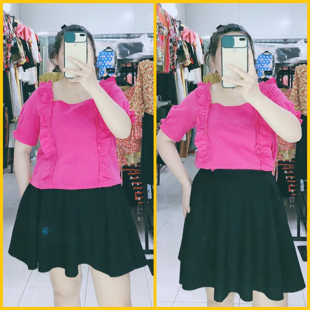 Áo crop-top nhún bèo ngực bigsize 60-90kg