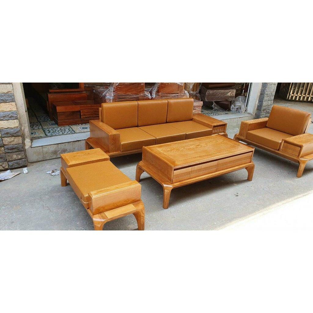 Bộ sofa gỗ sồi nga ( cả đệm) - Đồ Gỗ Bình Long 0388639288