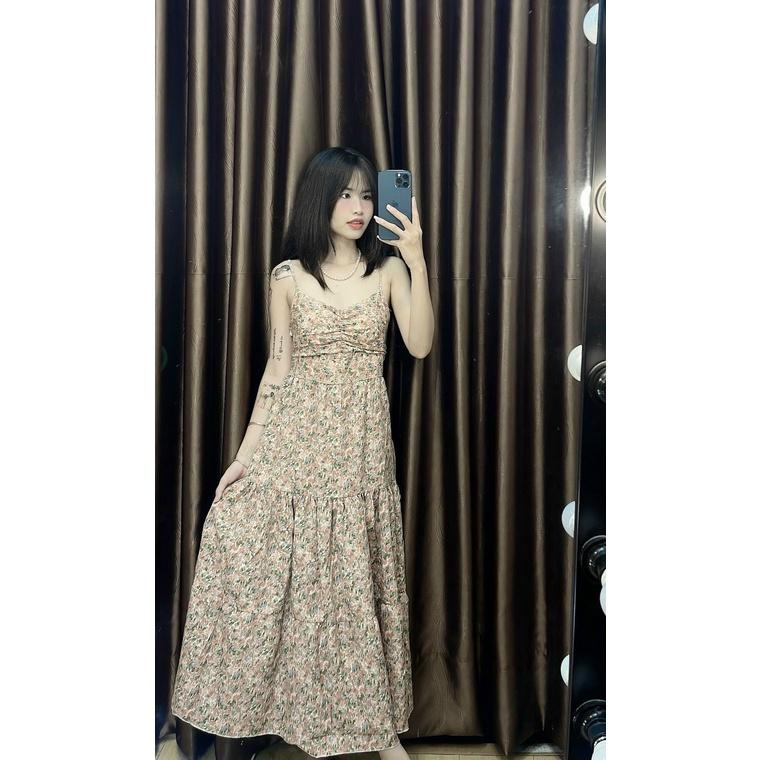 Đầm xòe maxi hoa lụa siêu xinh xắn tôn dáng sang chảnh cho các nàng