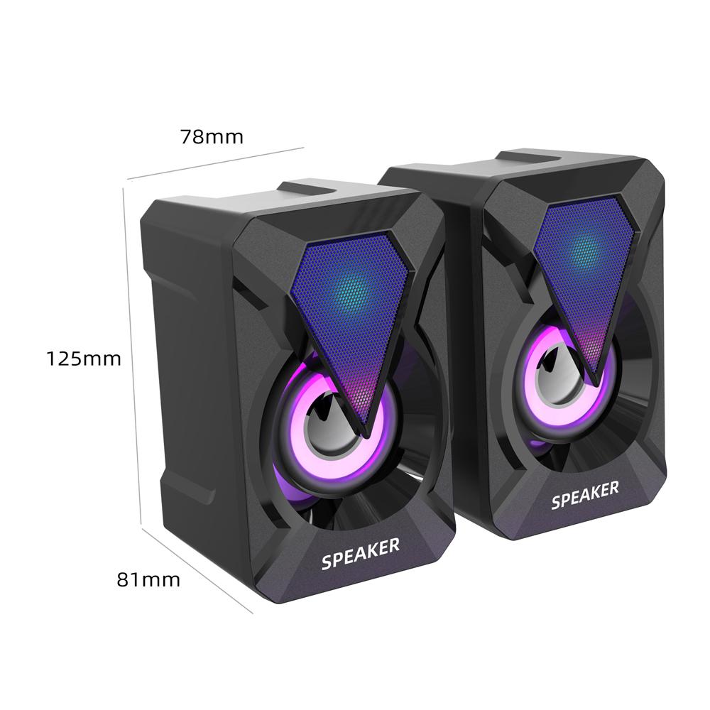 Loa máy tính xách tay với hiệu ứng ánh sáng RGB Giao diện AUX 3,5 mm Tương thích với điện thoại di động máy tính xách tay PC có dây USB